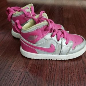 Kids Nike Jordan pink and silver